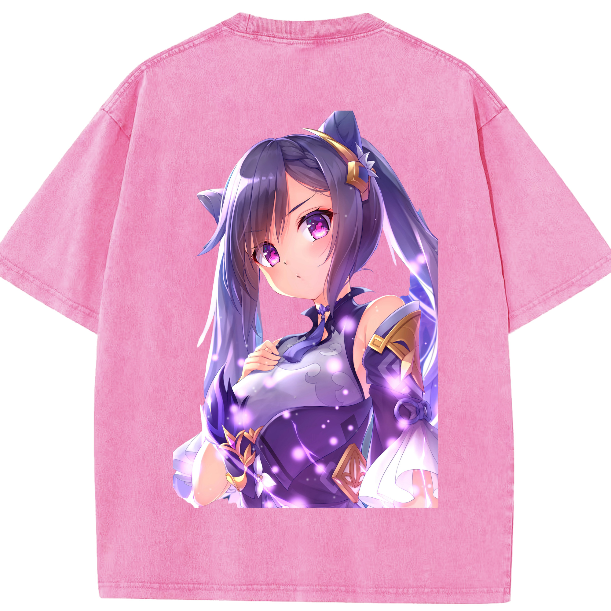 げんし神 刻晴 こくせい genshin Kokusei 綿100% ヴィンテージ風 半袖Tシャツ（背面プリント）